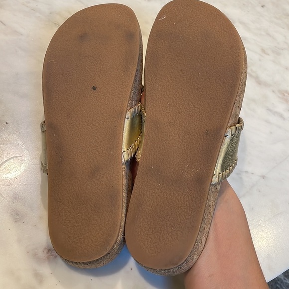 Jack Rogers Thelma Gold Leather and Cork Sole Comfort Flip Flop - Picture 6 of 8